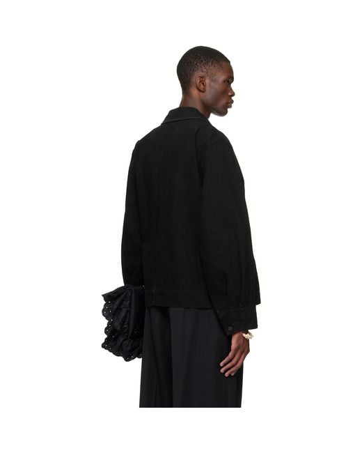 Simone Rocha Black Workwear Bow Denim Jacket for men