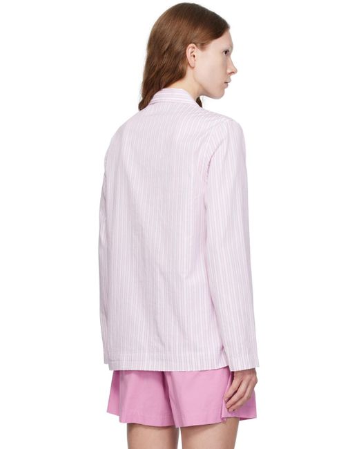 Tekla Pink Striped Pyjama Shirt