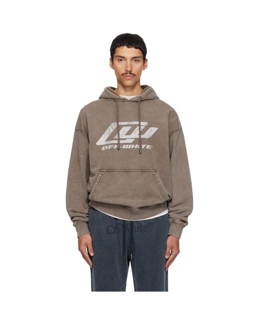 Off-White c/o Virgil Abloh Brown 'Ow' Racing Skate Hoodie for men