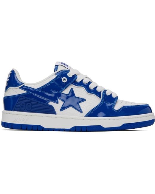 A Bathing Ape Blue & White Sk8 Sta #5 Sneakers for men