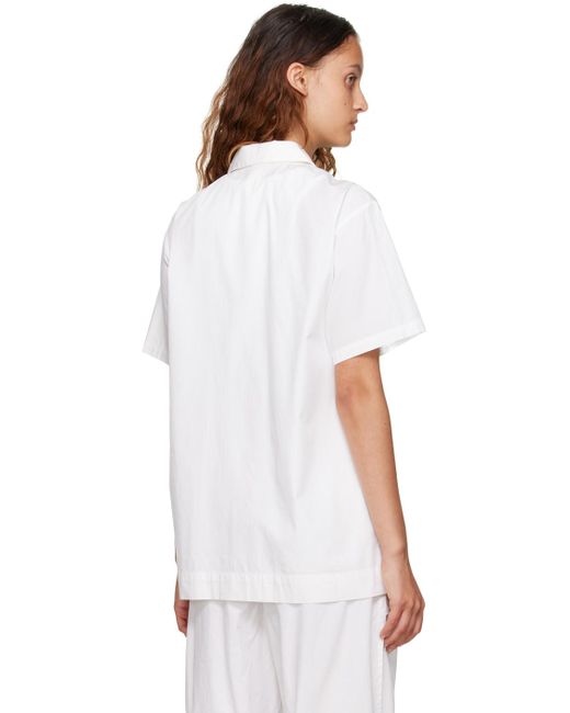 Chemise de pyjama blanc cassé à rayures Tekla en coloris White