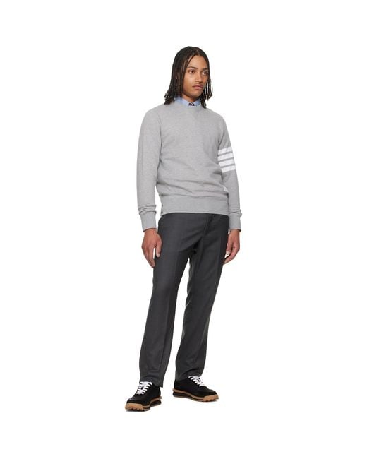 Thom Browne Gray Classic Loopback 4-Bar Sweatshirt for men