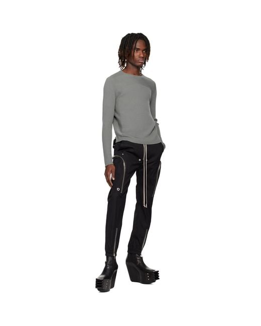 Rick Owens Black Temple Ribbed Geo Sweater for men