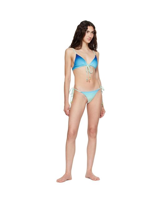 Casablanca Blue Gradient String Beaded Bikini Bottom