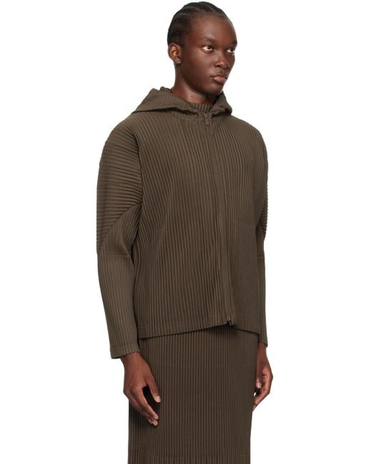 Homme Plisse Issey Miyake Khaki Monthly Color April Hoodie in Brown for Men Lyst