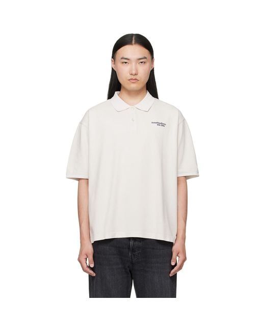 Acne White Off- Washed Logo Polo for men