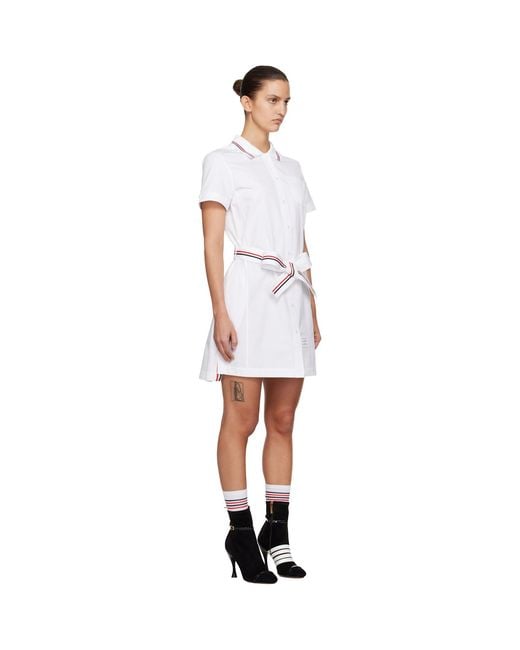 Thom Browne Black Solid Poplin Bow Minidress