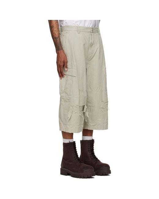 Balenciaga Natural Cropped Cargo Pants for men