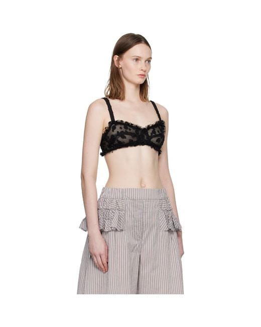 Dries Van Noten Black Polka Dot Mesh Bralette