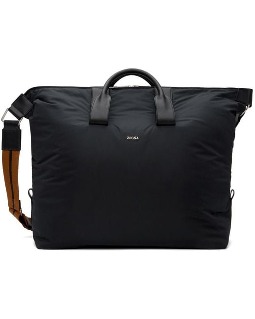 Zegna Black Technical Fabric Holdall Duffle Bag for men