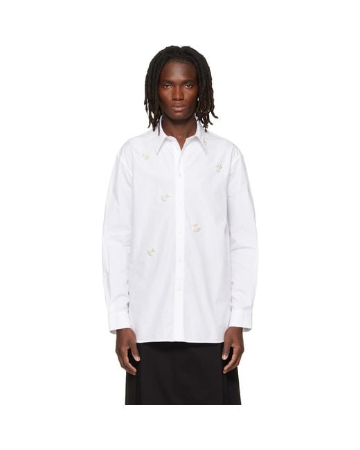 Simone Rocha White Turbo Beaded Easy Shirt for men