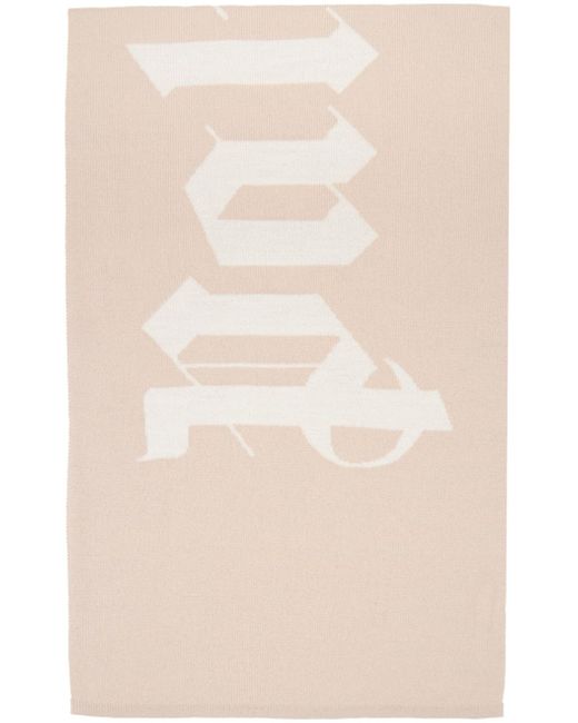 Palm Angels Natural Beige & Off-white Jacquard Scarf