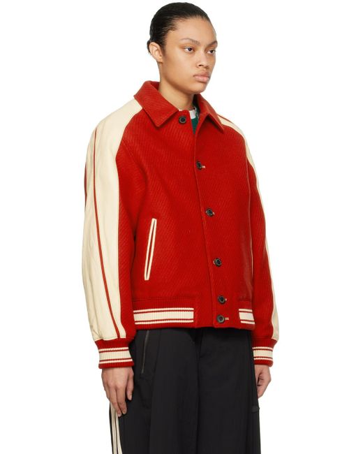 Adererror Red Button-up Bomber Jacket