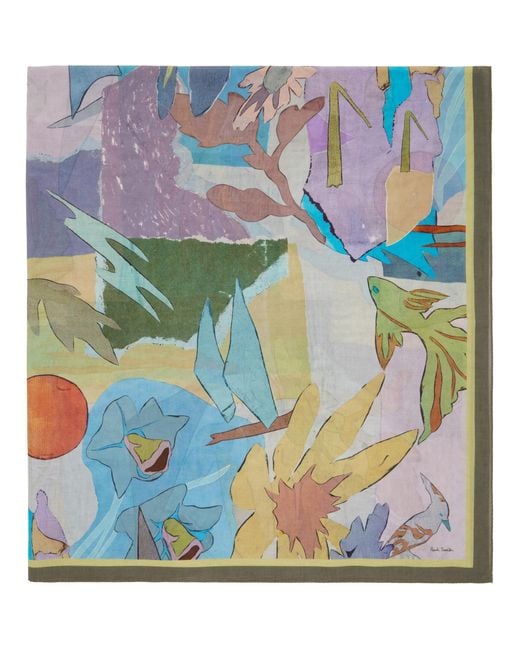Paul Smith Blue River Collage Scarf for men