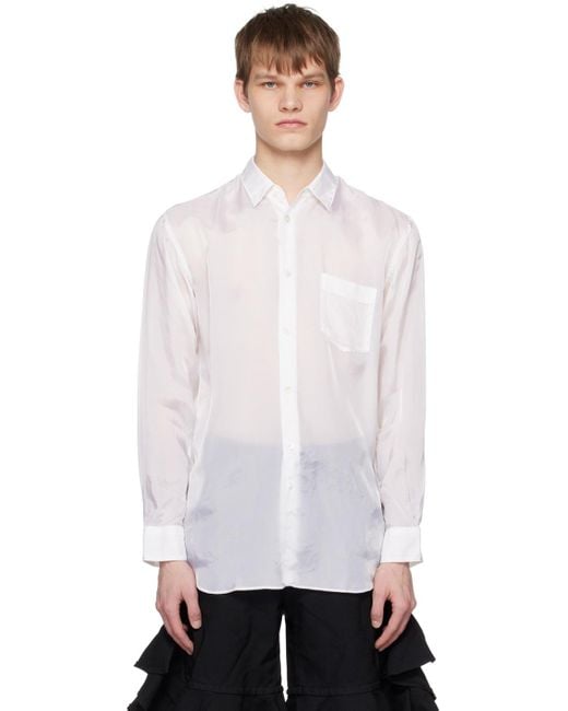 メンズ Comme des Garçons ホワイト パッチポケット シャツ White