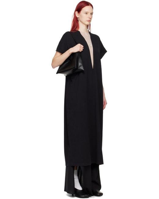 Robe longue noire à col en v MM6 by Maison Martin Margiela en coloris Black
