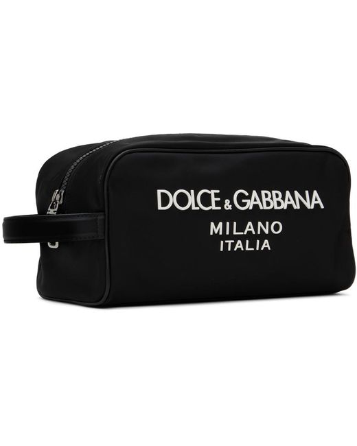 Dolce & Gabbana Black Rubberized Logo Pouch for men