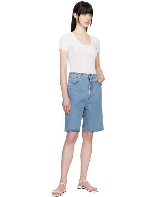 Loulou de Saison ブルー Isu デニムショートパンツ Blue