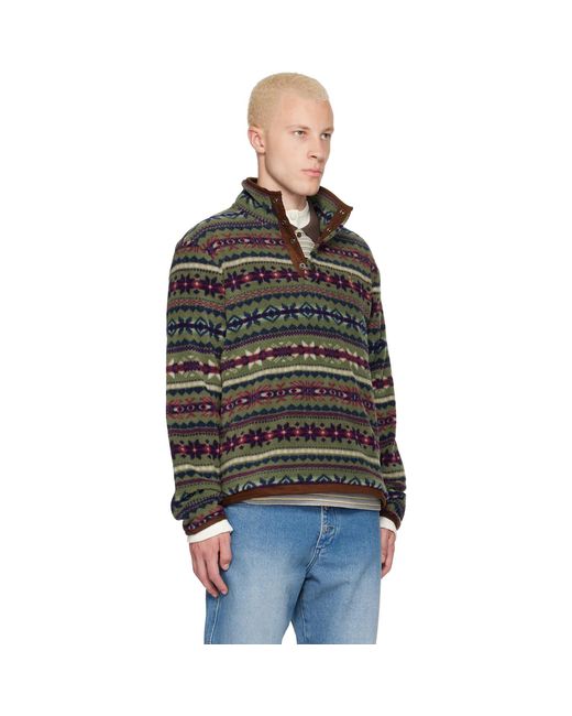 Polo Ralph Lauren Black Patterned Fleece Sweater for men