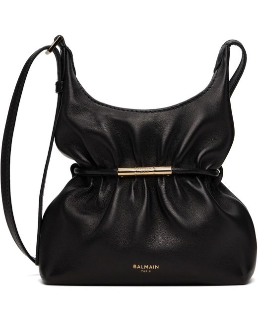 Balmain Black Sphynx Mini Smooth Leather Bag
