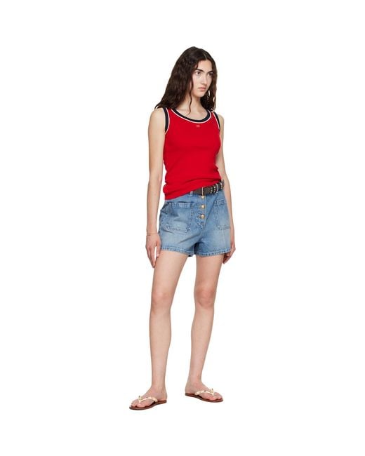 Valentino Blue Patch Pocket Denim Shorts