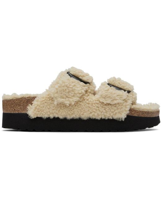 Birkenstock Off- Arizona Big Buckle Shearling Sandals in Black | Lyst