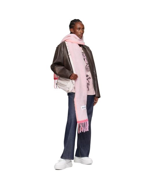 Acne Pink Narrow Wool Mohair Scarf