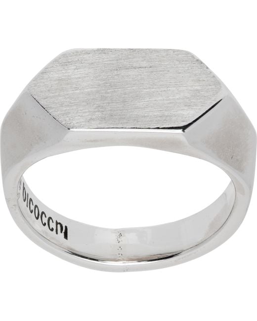 Emanuele Bicocchi Metallic Scratched Seal Ring for men