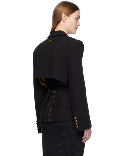 Veston noir à laçage Versace en coloris Black