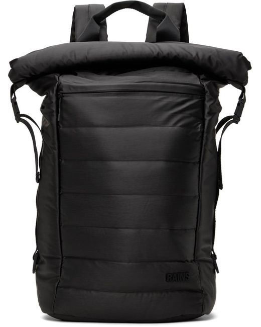 Rains Black Bator Puffer Backpack for men