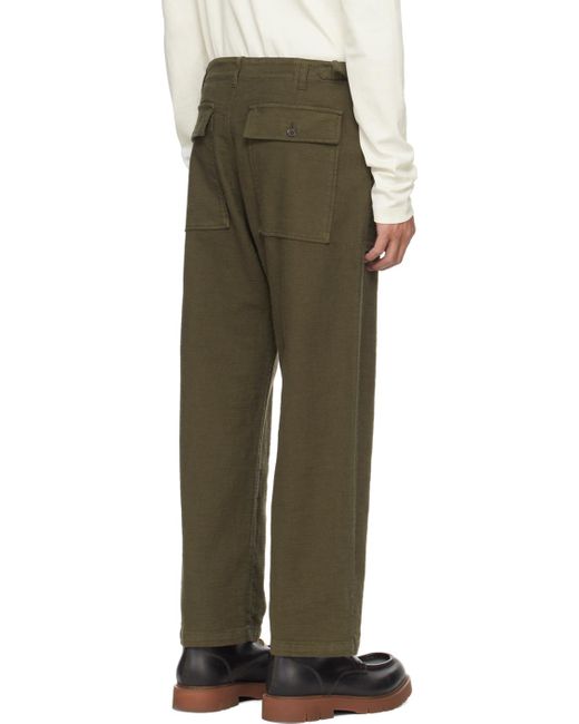 Universal Works Green Fatigue Trousers for men