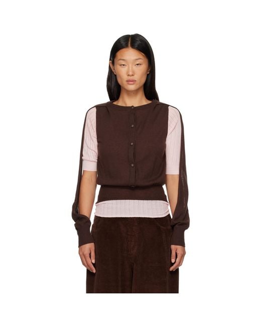 Kiko Kostadinov Brown Corella Double Sleeve Sweater