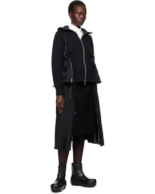 Sacai ブラック Sponge Sweat X Nylon Twill フーディ Black