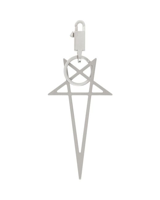 Rick Owens Metallic Big Pentagram Keychain for men