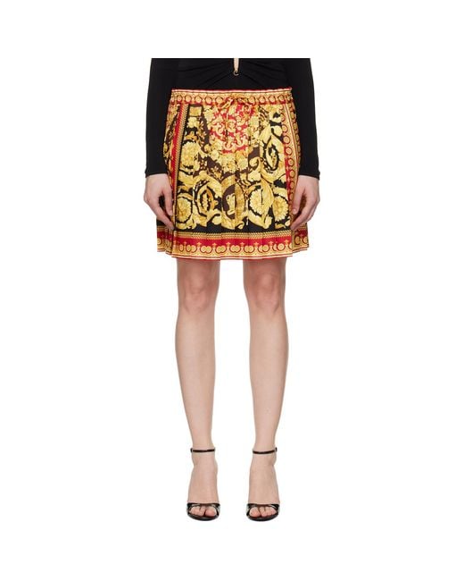 Versace Yellow Barocco 92 Foulard Silk Miniskirt