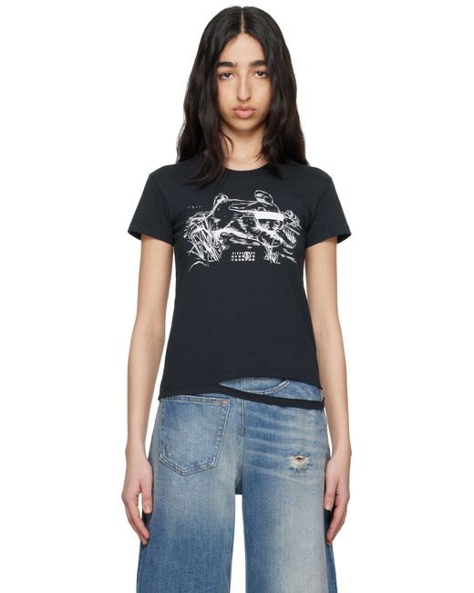 MM6 by Maison Margiela Black Rabbit Print T-Shirt