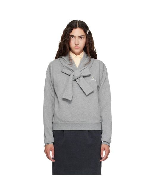 ShuShu/Tong Gray Tie Front Bow Hoodie