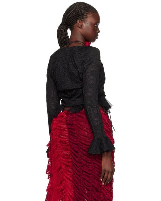 Red ruffle shop cardigan
