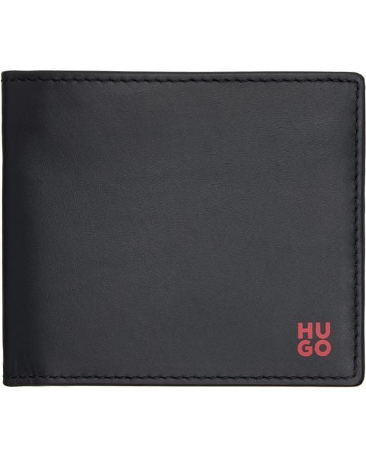 HUGO Black Stacked Logo' Wallet for men