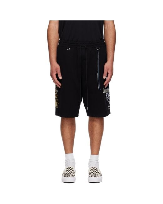 Mastermind Japan Black Multi Patched Shorts for men