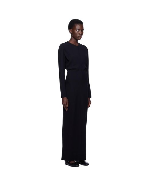 Totême  Black Long-Sleeve Slouch Waist Maxi Dress