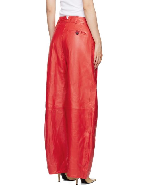 Jacquemus Red Les Sculptures 'Le Pantalon Ovalo Cuir' Leather Pants