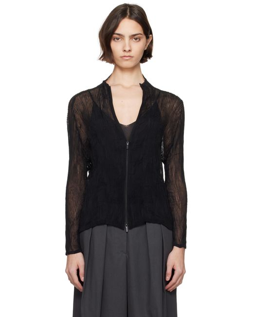 Issey Miyake Black Chiffon Twist Bk/Wt-56 Blouse