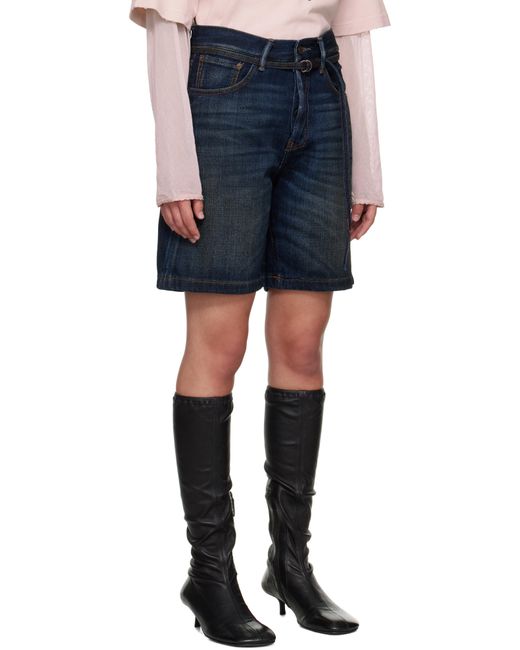Acne ネイビー ルーズフィット デニムショートパンツ Blue