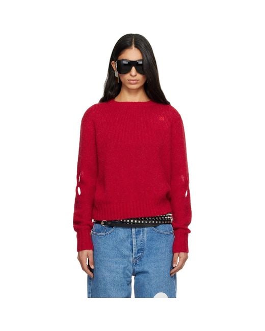 STEFAN COOKE Red Slashed Shaggy Sweater