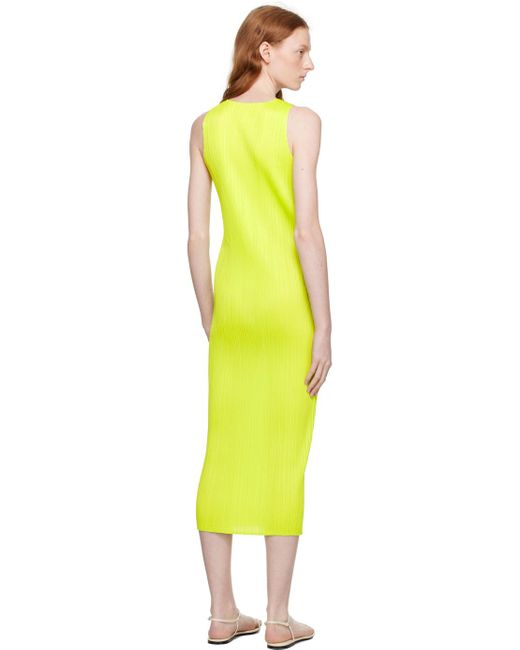 Pleats Please Issey Miyake Yellow Green New Colorful Basics 3 Midi Dress