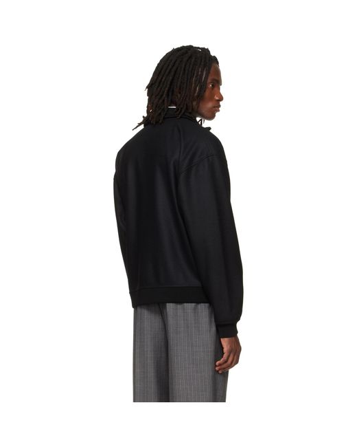 Jil Sander Black Wool Melton Zip-Up Jacket for men