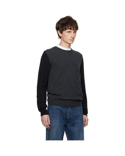 Maison Margiela Black Two-Tone Wool Sweater for men