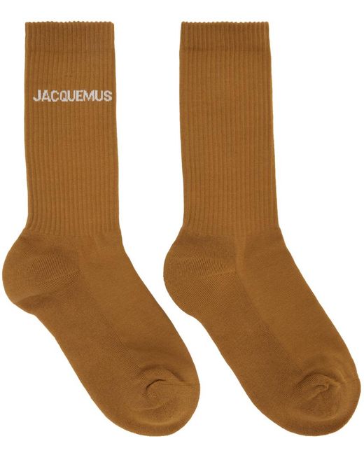 Jacquemus Brown Les Chaussettes Logo-intarsia Socks for men