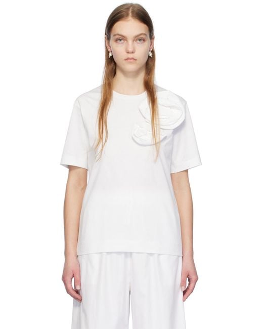 Simone Rocha ホワイト Pressed Rose Tシャツ White